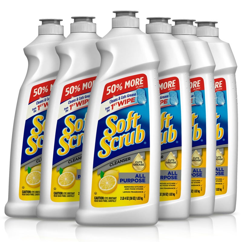 Soft Scrub All Purpose Cleaner, Surface Cleanser, Lemon, 36 Fluid Ounces, 6 Count - Image 1