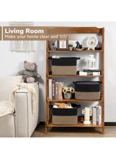 Goodpick Goodpick Black Woven Rope Basket Set of 3, Shelf Storage Baskets for Books, Towels, clothes, Rectangle Decorative Basket for Living Room, Bedroom, Toy Bin for Nursery  - Image 2
