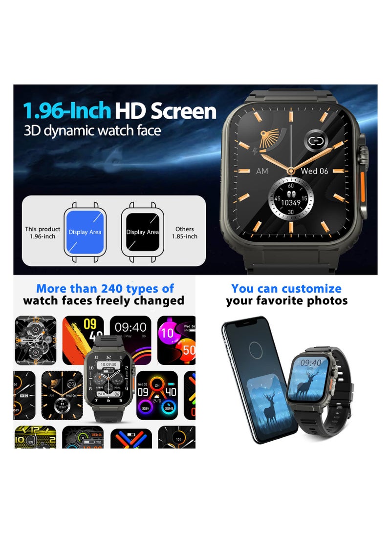 ibsun Smart Watch(Receive & Dial), 1.96" Screen IP68 Smart Watch for Men Women, SmartWatchs with Health Tracker/Fitness Tracker/Call/Text/AI Voice Assistant - Image 2