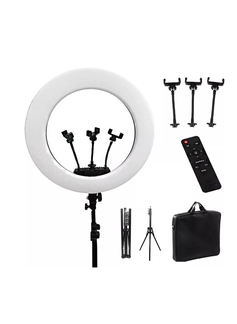 RL - 21 inch Professional Big LED Selfie Ring Light With 3 Mount Phone Holders For Reels Photo Shoot Live Stream Makeup Videos - Image 1
