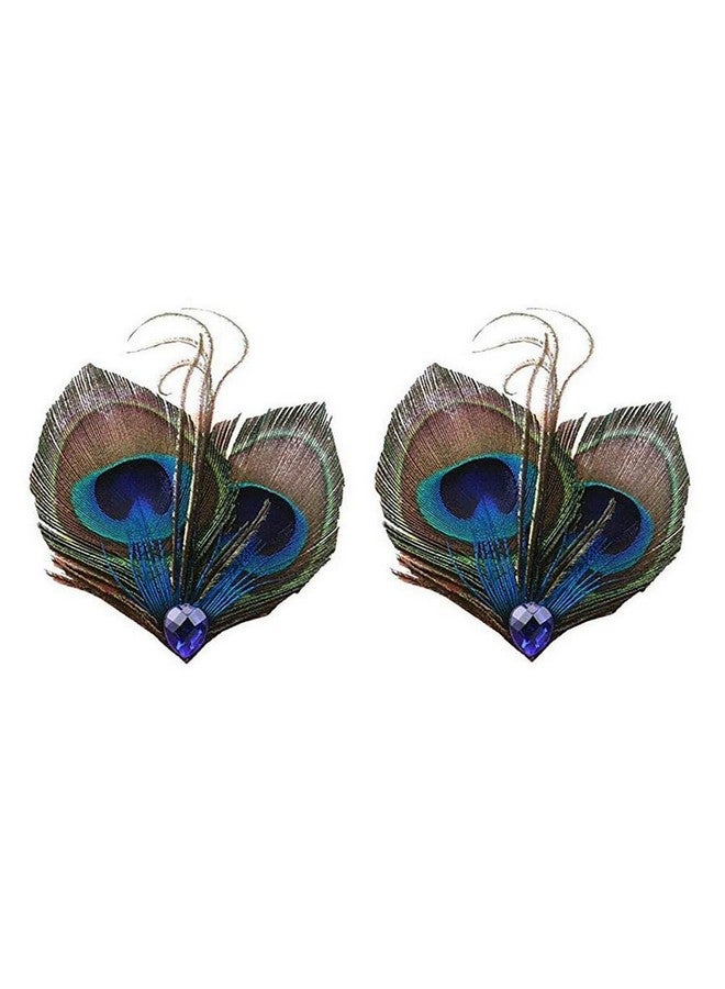 Suoirblss 2 Pcs Women Bohemian Butterfly Peacock Feather Hair Clip Elegant Fascinator Wedding Dance Party Hair Pins Headdress Headwear Hair Accessory - Image 1
