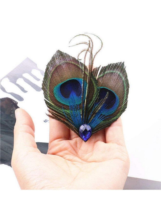 Suoirblss 2 Pcs Women Bohemian Butterfly Peacock Feather Hair Clip Elegant Fascinator Wedding Dance Party Hair Pins Headdress Headwear Hair Accessory - Image 3