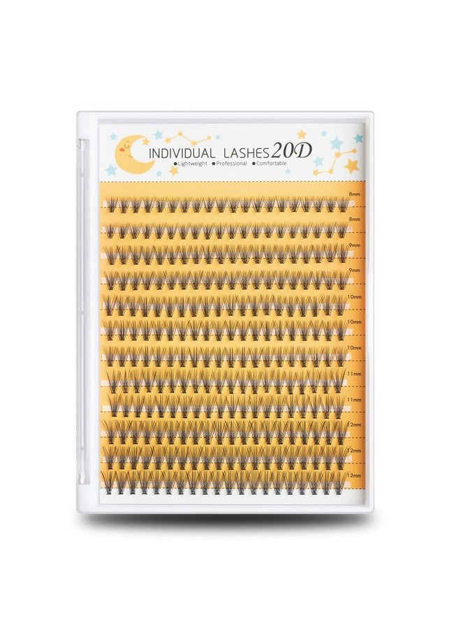 FinyDreamy - FinyDreamy 240pcs Individual Lashes Extension, 20D Volume Mix Pack Cluster Lashes, 8-12mm Mix Lengths C Curl 0.07mm Thickness Professional Makeup Individual Cluster Lashes and Apply Under your Lashes - Image 1