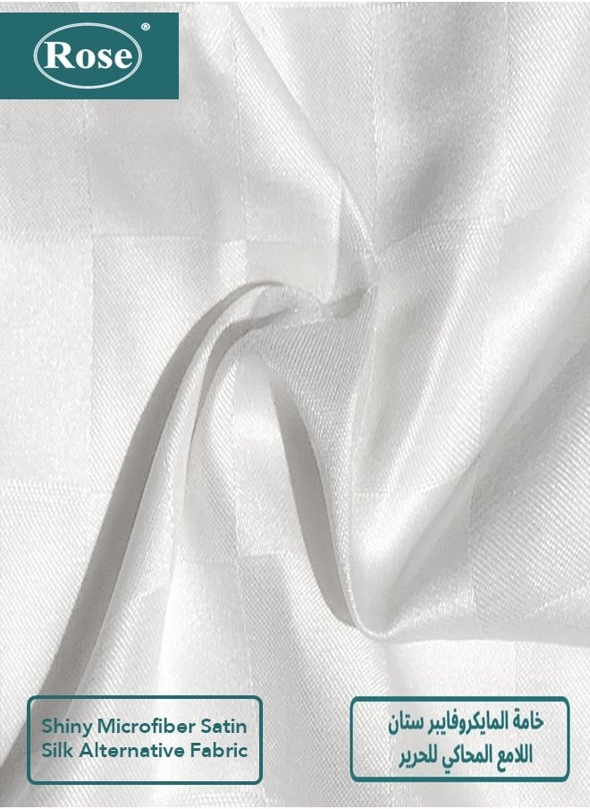 Rose - ROSE Classic tripped luxury jacquard comforter set , Made of premium Microfiber, Set of 4 pieces, Soft lightweight King size , ( 240x260)cm ,White - Image 1
