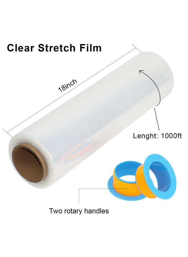 BOMEI PACK Clear Stretch Wrap Roll with Plastic Handle 18" x 1000 Feet 80 Gauge 4 Pack, Shrink Wrap Heavy Duty, Self-Adhering Plastic Wrap for Shipping, Moving - Image 3