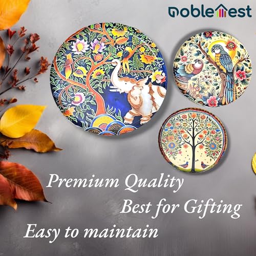 Noblenest 3 Pcs Madhubani Metal Wall Plates 12, 10, 8 Inch, Wall Decoration Items For Living Room, Bedroom, Office | Wall Decor, Gift Items, Wall Hanging Decorations (Madhubani 3) - Image 4