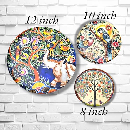 Noblenest 3 Pcs Madhubani Metal Wall Plates 12, 10, 8 Inch, Wall Decoration Items For Living Room, Bedroom, Office | Wall Decor, Gift Items, Wall Hanging Decorations (Madhubani 3) - Image 2