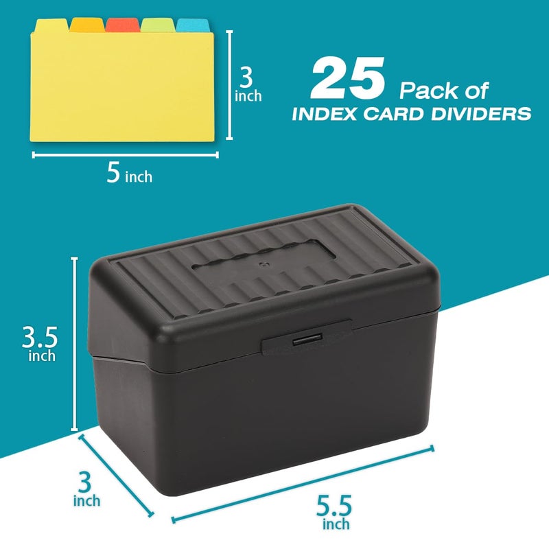 H4D Index Card Holder 3x5 Inches with 25 Plastic Dividers, Black - Image 3