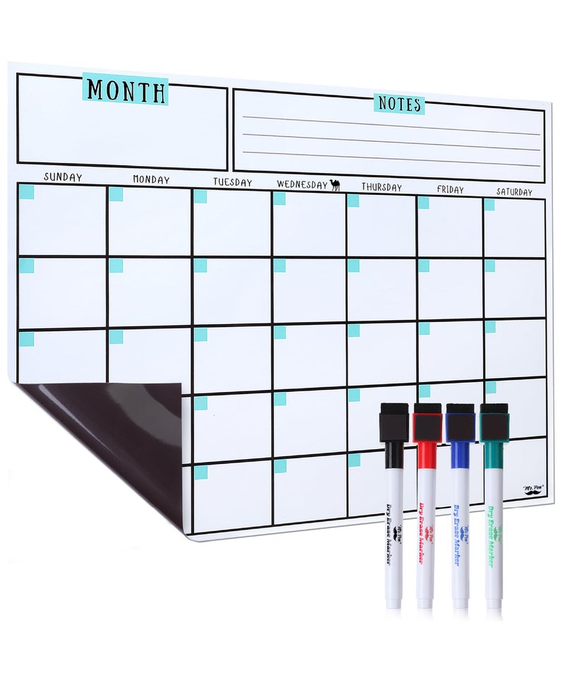 Mr. Pen Mr Pen Dry Erase Calendar for Fridge Magnetic 147 x 118 Magnetic Calendar with 4 Dry Erase Markers - Image 2