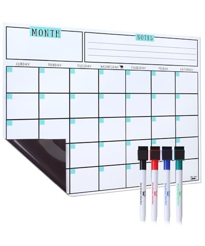 Mr. Pen Mr Pen Dry Erase Calendar for Fridge Magnetic 147 x 118 Magnetic Calendar with 4 Dry Erase Markers - Image 1