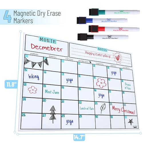 Mr. Pen Mr Pen Dry Erase Calendar for Fridge Magnetic 147 x 118 Magnetic Calendar with 4 Dry Erase Markers - Image 3