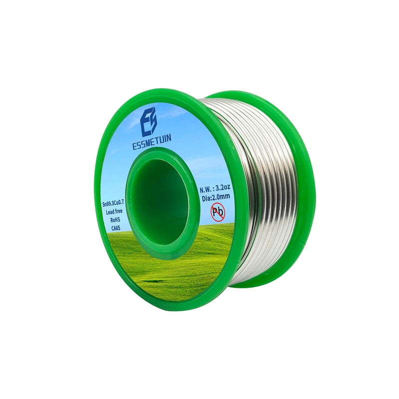Essmetuin Lead Free Solder Wire(Sn99.3Cu0.7) For Plumbing Solder/Stained Glass/Crafts/Jewelry 217â„ƒ Melting Point 2.0MM No Flux,ROHS (3.2oz) - Image 1