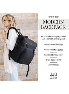 JuJuBe JuJuBe Modern Diaper Bag Backpack with Portable Changing Pad, Baby Stroller Straps, Large Travel Backpack for Boy or Girl, For Carrying Baby Bottles, Baby Wipes, Diapers, Pacifiers, Black  - Image 2