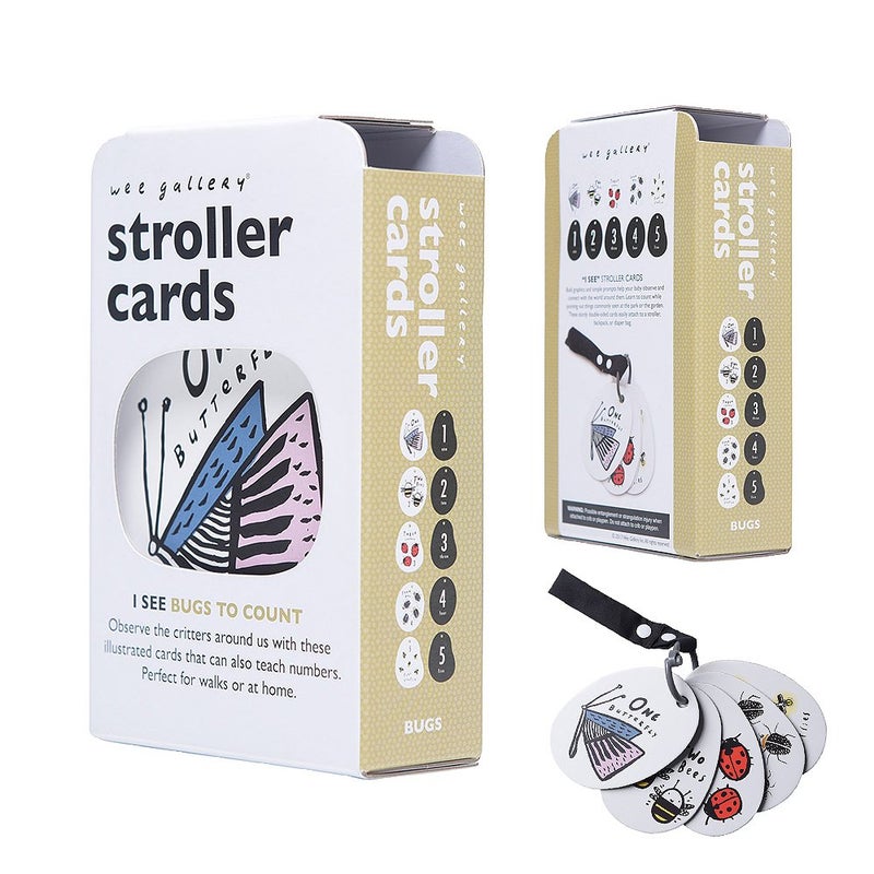 Wee Gallery Stroller Cards - I See Bugs to Count - Counting Numbers Travel Activity for Babies, Toddlers, with Snap on Strap for Walks, Car Seat, Bag, Stroller - Image 4