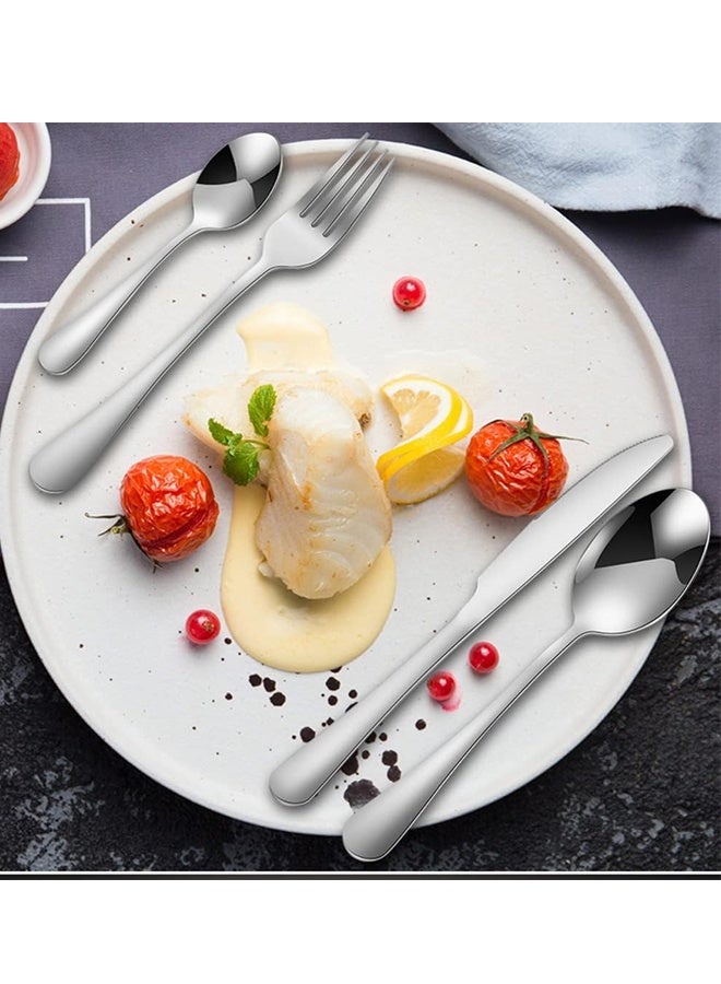 24-Piece Set  Stainless Steel Cutlery Creative Titanium-Plated Western Food Steak Knife Fork And Spoon Wooden Box Set Gift Box (Silver) - Image 2