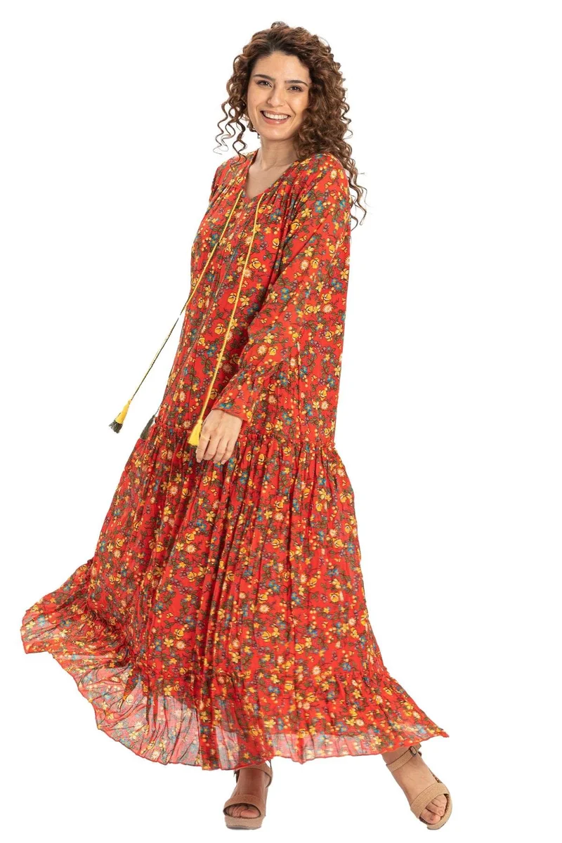 اليش شيل بيزي Floral Tiered Maxi Dress