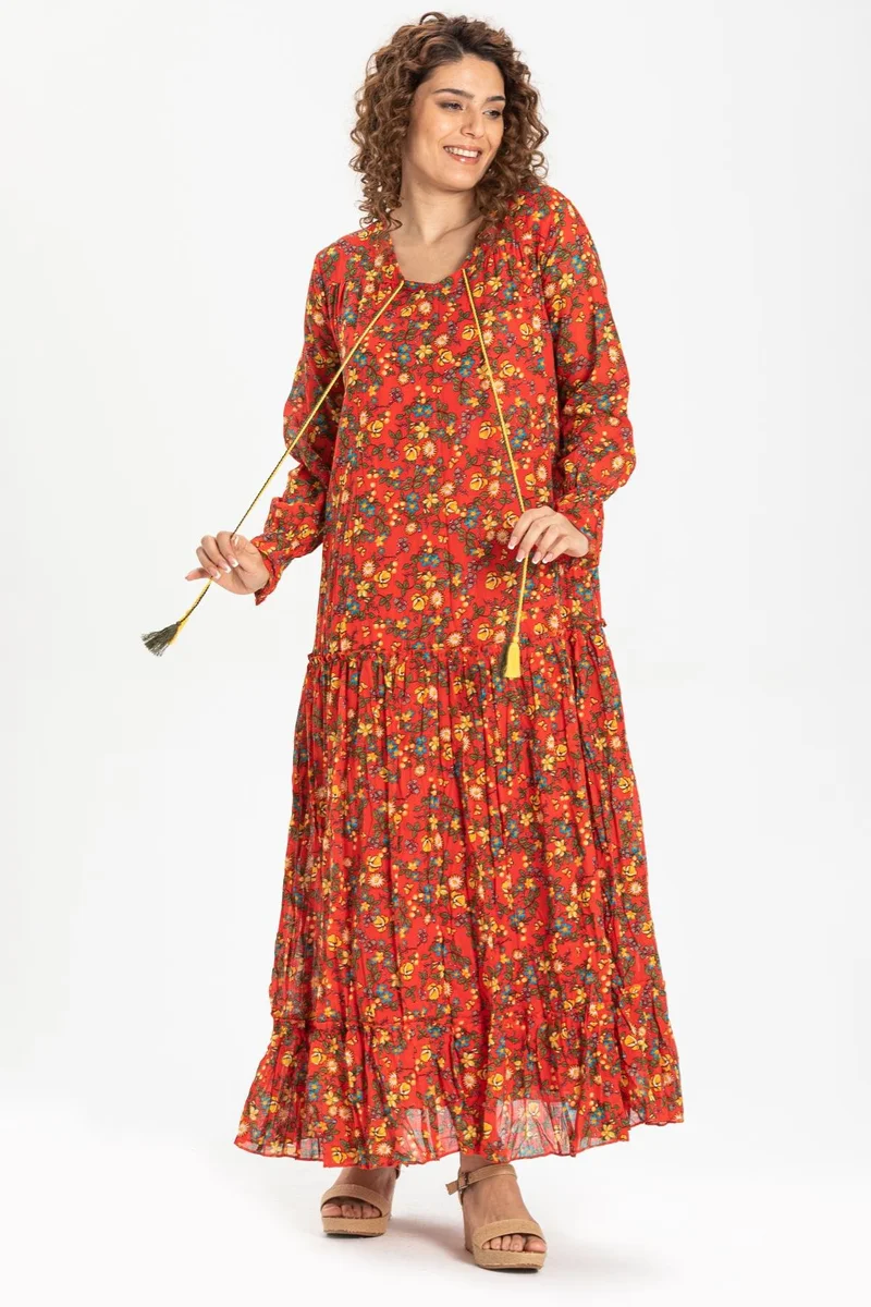 اليش شيل بيزي Floral Tiered Maxi Dress