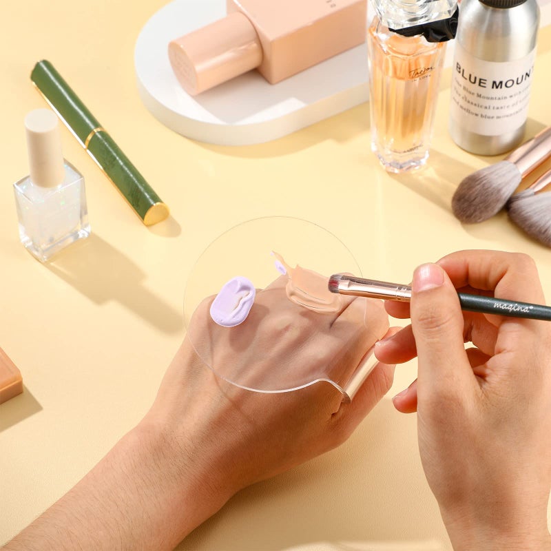 Chinco 2 Pieces Makeup Mixing Palette Makeup Mixing Tray Acrylic Foundation Palette Clear Eyeshadow Hand Cosmetic Foundation Dish Handheld for Blending - Image 4