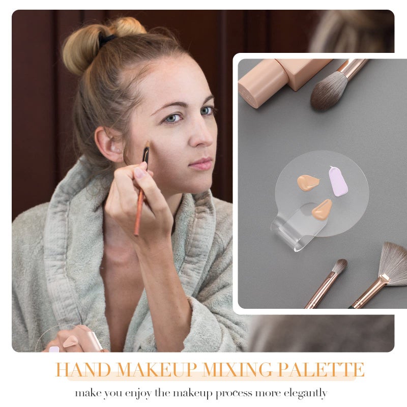 Chinco 2 Pieces Makeup Mixing Palette Makeup Mixing Tray Acrylic Foundation Palette Clear Eyeshadow Hand Cosmetic Foundation Dish Handheld for Blending - Image 3