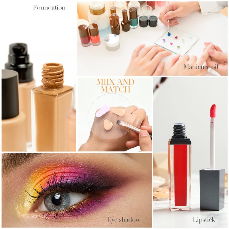 Chinco 2 Pieces Makeup Mixing Palette Makeup Mixing Tray Acrylic Foundation Palette Clear Eyeshadow Hand Cosmetic Foundation Dish Handheld for Blending - Image 5