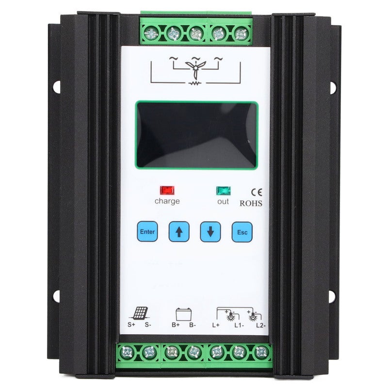 Wind Solar Hybrid Controller 600W 12V 24V Aluminum Alloy Digital Intelligent Control - PWM Charging Unloading Overcurrent Limiting Functions with LCD Display for Vertical Wind Turbines - Image 5