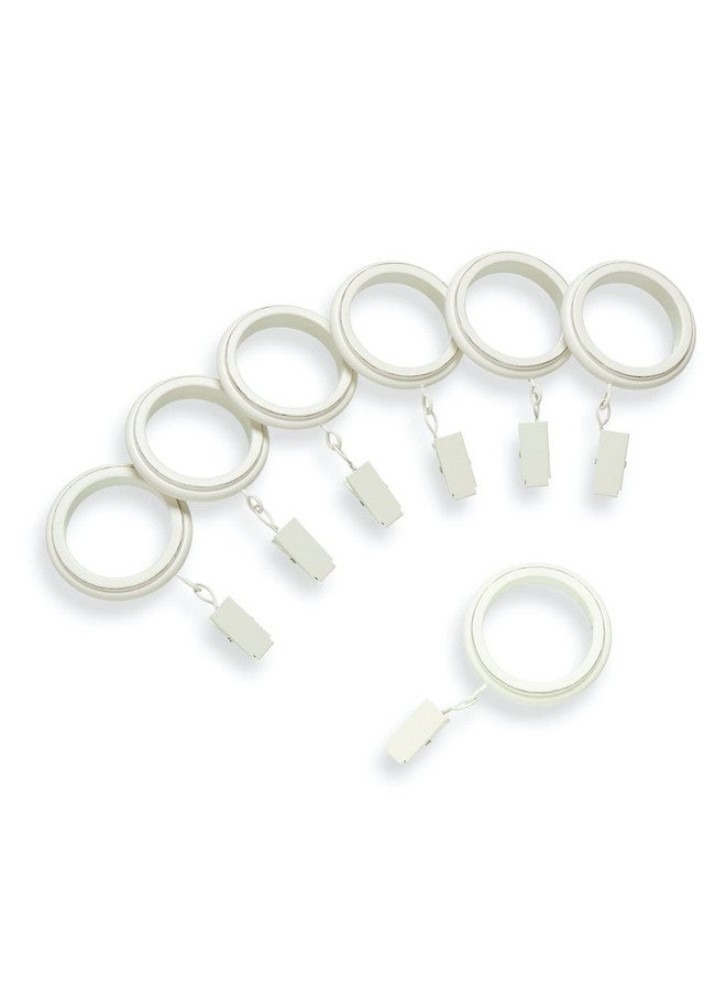 MODE MODE Farmhouse Collection Beveled Curtain Clip Rings, Set of 14 Curtain Rings with Clips, Fits MODE Farmhouse Curtain Rod Sets, 1 3/4”, Weathered White - Image 1