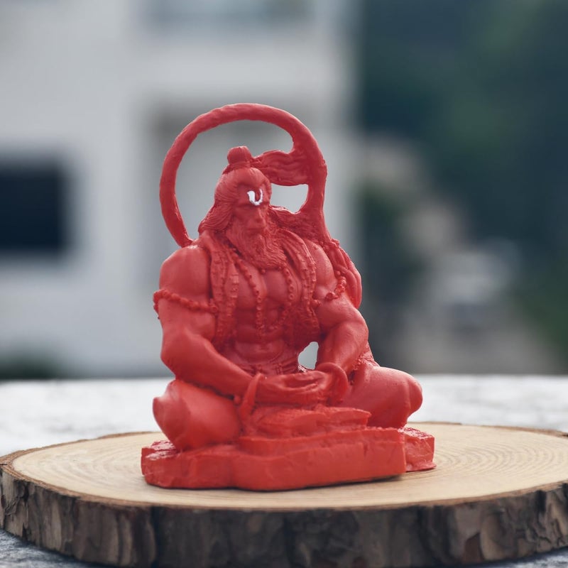 Natali Traders Meditating Hanuman Ji Murti for Car Dashboard Dhyan Mudra Meditation Bajrangbali Statue Showpiece Bahubali Hanuman Idol for Home Decor Office Spiritual Gift Orange - Image 3