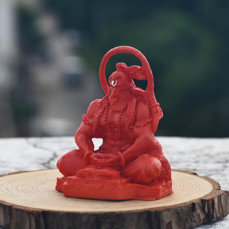 Natali Traders Meditating Hanuman Ji Murti for Car Dashboard Dhyan Mudra Meditation Bajrangbali Statue Showpiece Bahubali Hanuman Idol for Home Decor Office Spiritual Gift Orange - Image 5