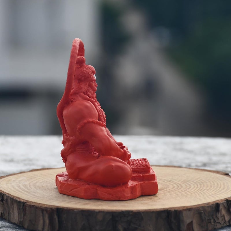Natali Traders Meditating Hanuman Ji Murti for Car Dashboard Dhyan Mudra Meditation Bajrangbali Statue Showpiece Bahubali Hanuman Idol for Home Decor Office Spiritual Gift Orange - Image 4