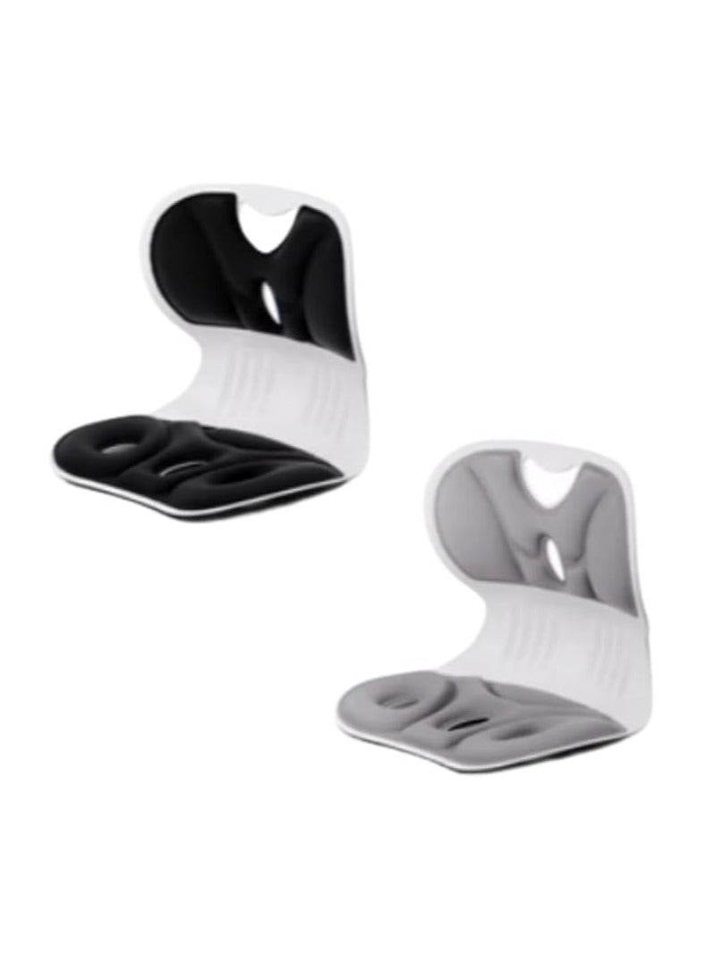 كرسي مريح عالي التحمل مع دعم للظهر وأسفل الظهر ووسادة لتصحيح الوضع لآلام أسفل الظهر ووسائد من القماش ومقعد مضغوط للمنزل والمكتب والسيارة ومقعد 33 سم وظهر مريح 31 سم (رمادي) - Image 2