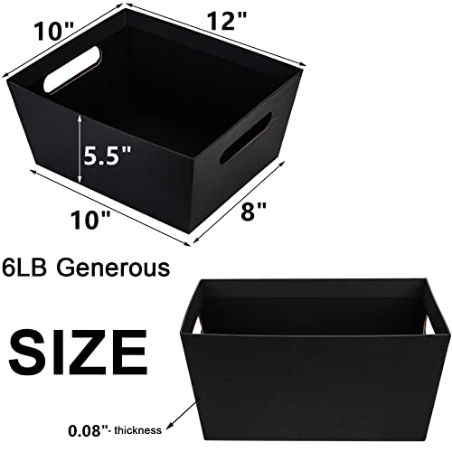 DEAYOU 5 Pack Gift Basket Empty, 12" x 10" Kraft Basket With Handle, 6 LB Cardboard Gift Basket Market Tray, Large Black Paper Baskets Holder Container for Wine Gift, DIY, Food, Snacks, Crafts, Easter - Image 2
