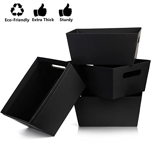 DEAYOU 5 Pack Gift Basket Empty, 12" x 10" Kraft Basket With Handle, 6 LB Cardboard Gift Basket Market Tray, Large Black Paper Baskets Holder Container for Wine Gift, DIY, Food, Snacks, Crafts, Easter - Image 4