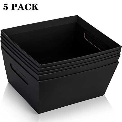 DEAYOU 5 Pack Gift Basket Empty, 12" x 10" Kraft Basket With Handle, 6 LB Cardboard Gift Basket Market Tray, Large Black Paper Baskets Holder Container for Wine Gift, DIY, Food, Snacks, Crafts, Easter - Image 5