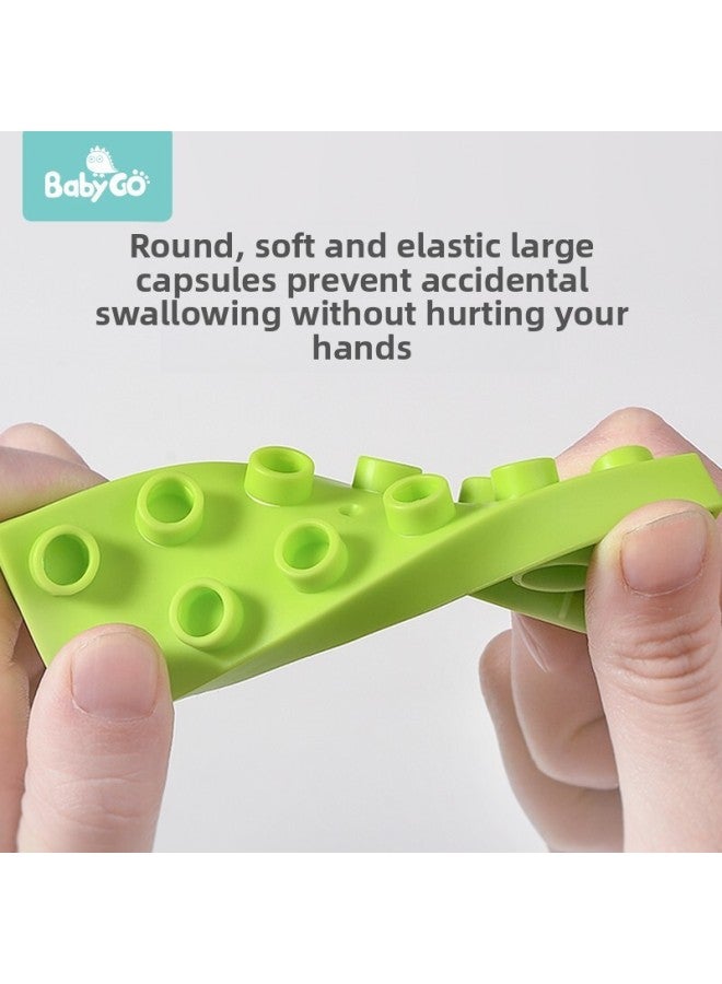 Babygo Baby Soft Rubber Building Blocks Can Bite Boiled Children's Assembled Toys Baby Big Particle Building Blocks Inky-Color:88 Large Particle Building Blocks 【send Interesting Stickers + Portable Storage Box】】 - Image 4