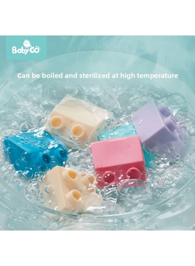 Babygo Baby Soft Rubber Building Blocks Can Bite Boiled Children's Assembled Toys Baby Big Particle Building Blocks Inky-Color:88 Large Particle Building Blocks 【send Interesting Stickers + Portable Storage Box】】 - Image 5