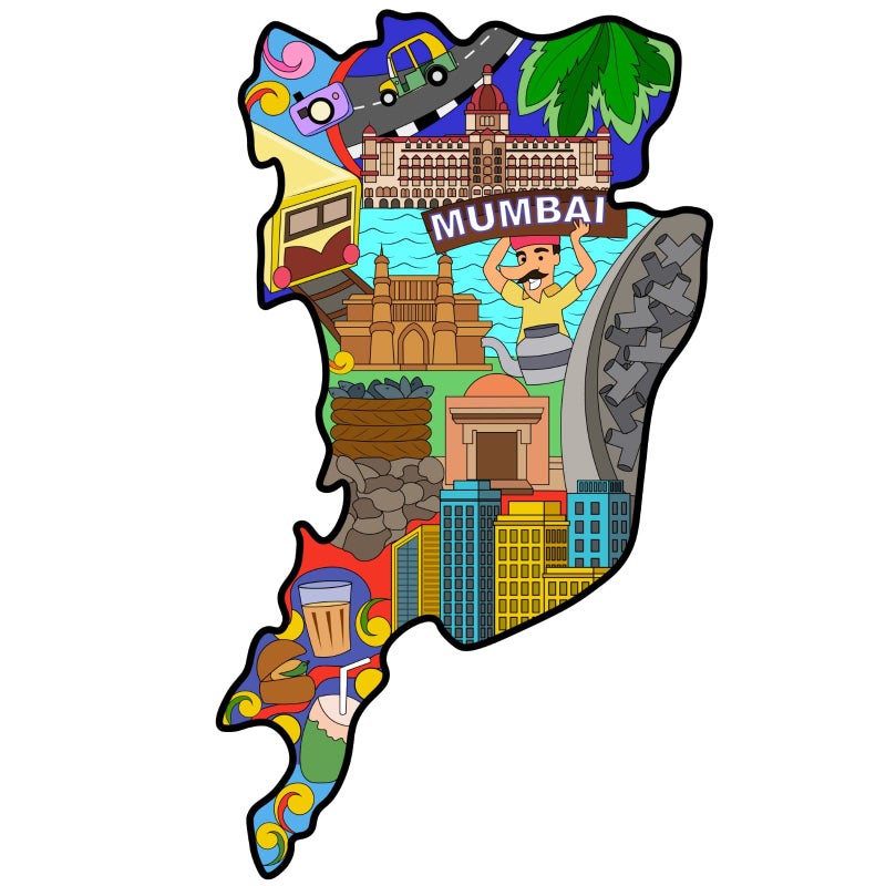 Skywalk India Souvenir Wooden MDF Mumbai Fridge Magnet (Multicolour) M-507 - Image 3