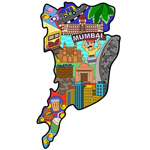 Skywalk India Souvenir Wooden MDF Mumbai Fridge Magnet (Multicolour) M-507 - Image 1