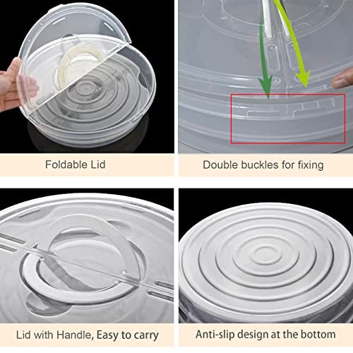 SwinDuck 12inch 2 Pack Food Storage Container with Lid and Handle, Reusable 2 Compartments Pizza Slice Storage Container, Round Pie Carrier Leftover Pizza Keeper for Food Cake Cheesecake Tortilla Pastry - Image 4