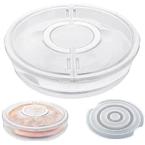SwinDuck 12inch 2 Pack Food Storage Container with Lid and Handle, Reusable 2 Compartments Pizza Slice Storage Container, Round Pie Carrier Leftover Pizza Keeper for Food Cake Cheesecake Tortilla Pastry - Image 5