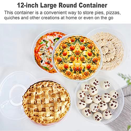 SwinDuck 12inch 2 Pack Food Storage Container with Lid and Handle, Reusable 2 Compartments Pizza Slice Storage Container, Round Pie Carrier Leftover Pizza Keeper for Food Cake Cheesecake Tortilla Pastry - Image 3