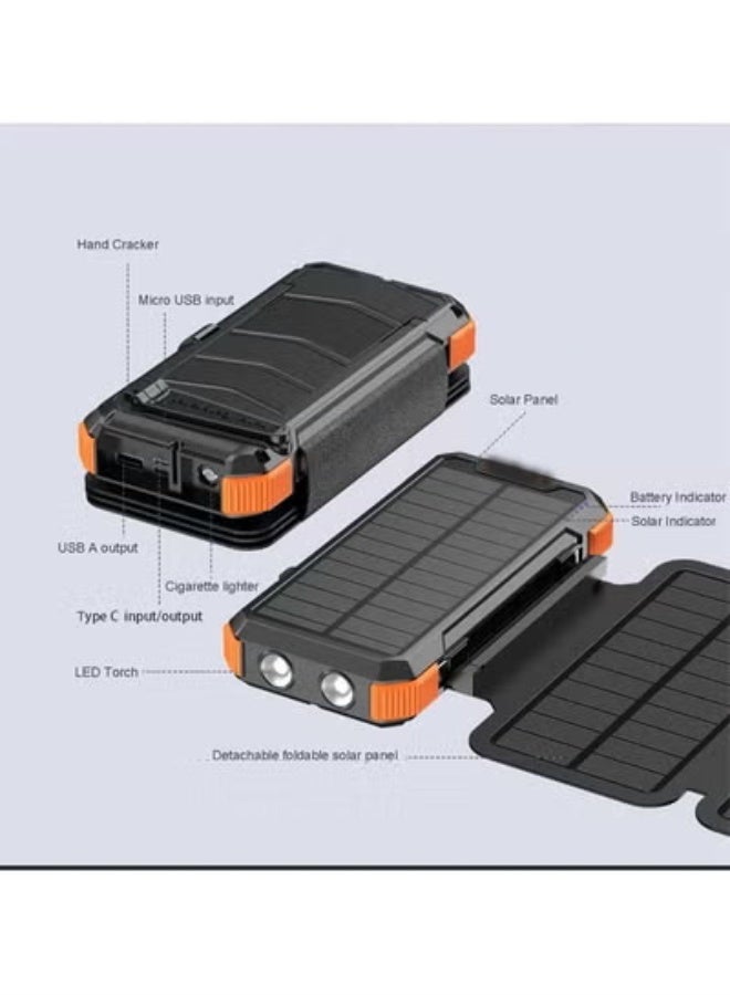 HOMESTAR 4-Panel Solar Power Bank 20000mAh, Power Bank with Detachable Panels, Built-In Cable, Hand Crank Charging, Multi-Mode Flashlight, IP45 Water Resistant, Detachable Cables - Image 5