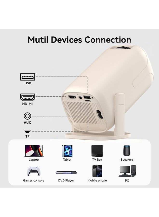 YT Portable Mini Smart Projector 8K Android 14, WiFi6, Built-in Apps & Auto Keystone, Home Theater Full HD For Indoor Outdoor Compatible with Android/iOS/Windows/TV Stick/HDMI/USB/Game Controller/Computer/Laptop/Smartphone - Image 3