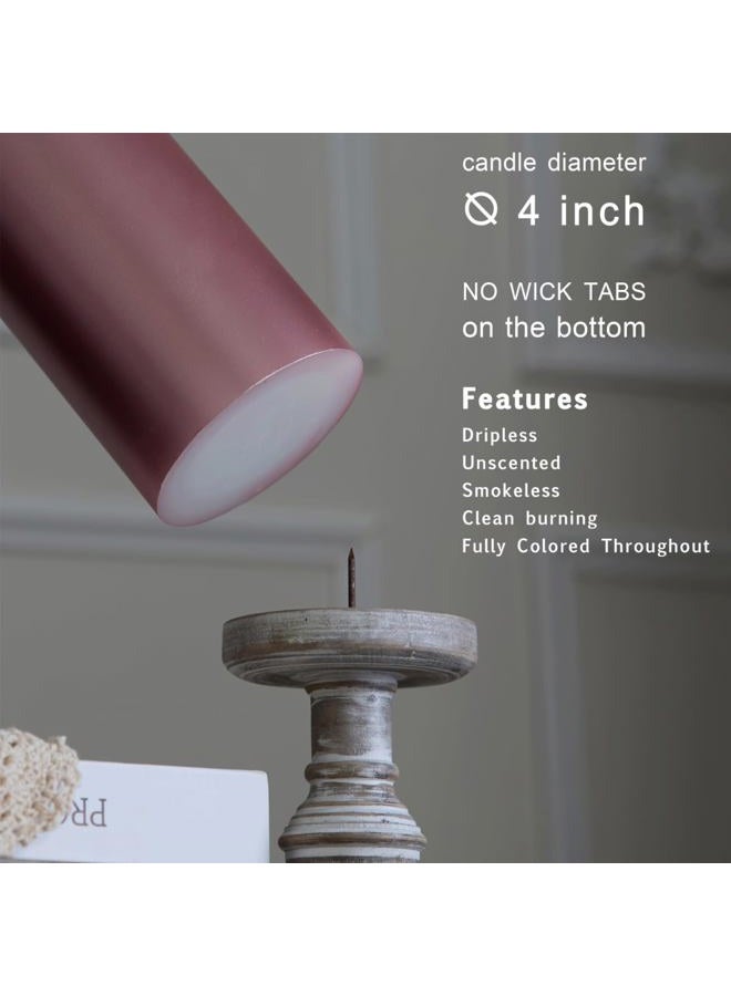 MOZEAL 4" x 10" Extra-Large Rose Gold Pillar Candles (Set of 2), Unscented, Dripless, Smokeless, Long Clean-Burning, Tall 10 inch Large Rose Gold Pillar Candles for New Year's Decor - Image 3