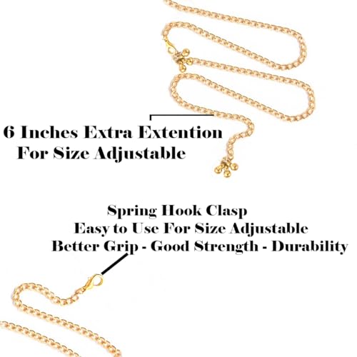VAMA FASHIONS Adjustable Round Snake Waist Belly Body Chain Kamarbandh Beach Bikini Chains for Women & Girls (14k Gold Waist Chain) - Image 4
