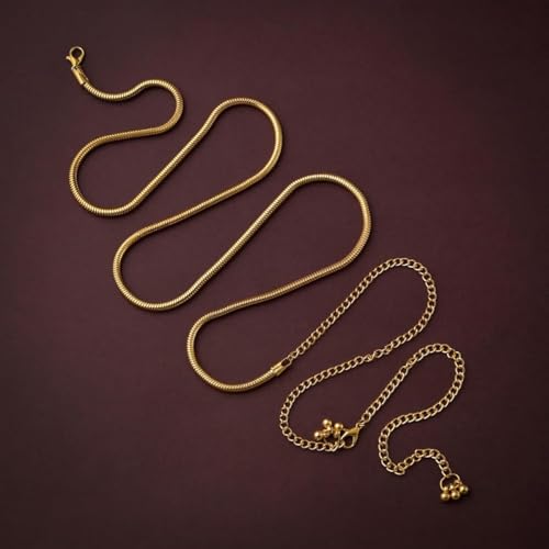 VAMA FASHIONS Adjustable Round Snake Waist Belly Body Chain Kamarbandh Beach Bikini Chains for Women & Girls (14k Gold Waist Chain) - Image 5
