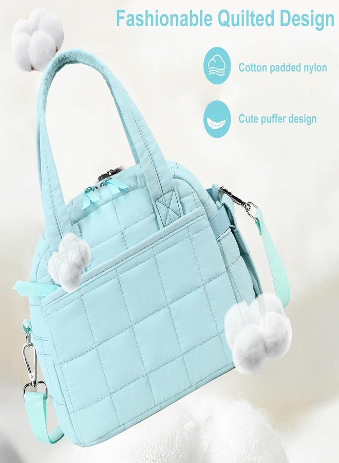 LEDAOU Lunch Box for Women Lunch bag Quilted Puffer Lunch Box with adjustable strap Insulated Reusable LunchBox for Work School Picnic Travel (Sky Blue) - Image 3
