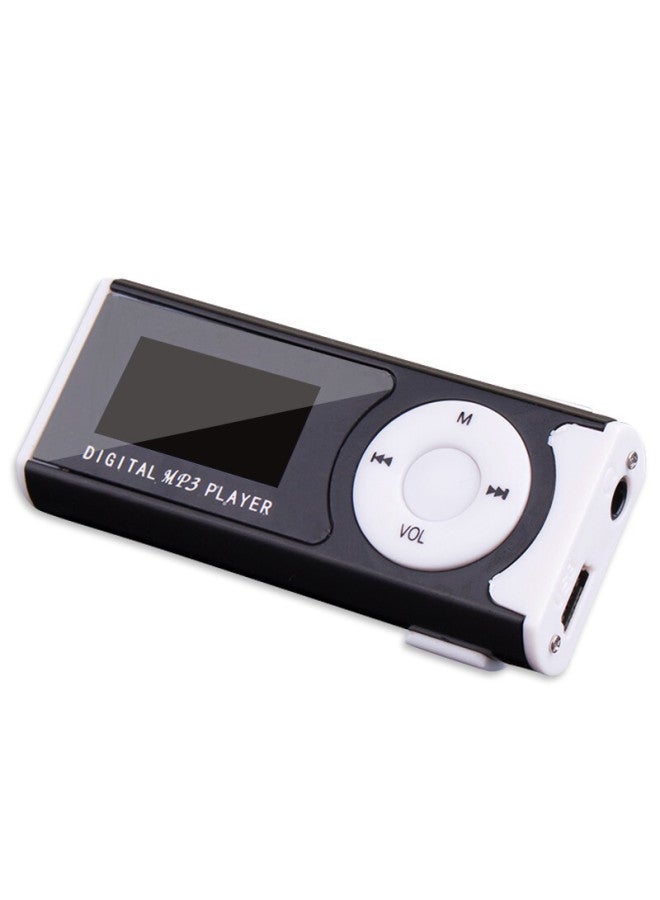 Screen Light Clip Card Mp3 Music Player Mini Clip Mp3 Student Walkman Gift MP3-Body Color:Black-Memory Capacity:Single Machine + Earphone + Data Cable (Crystal Boxed) +4G Card - Image 1