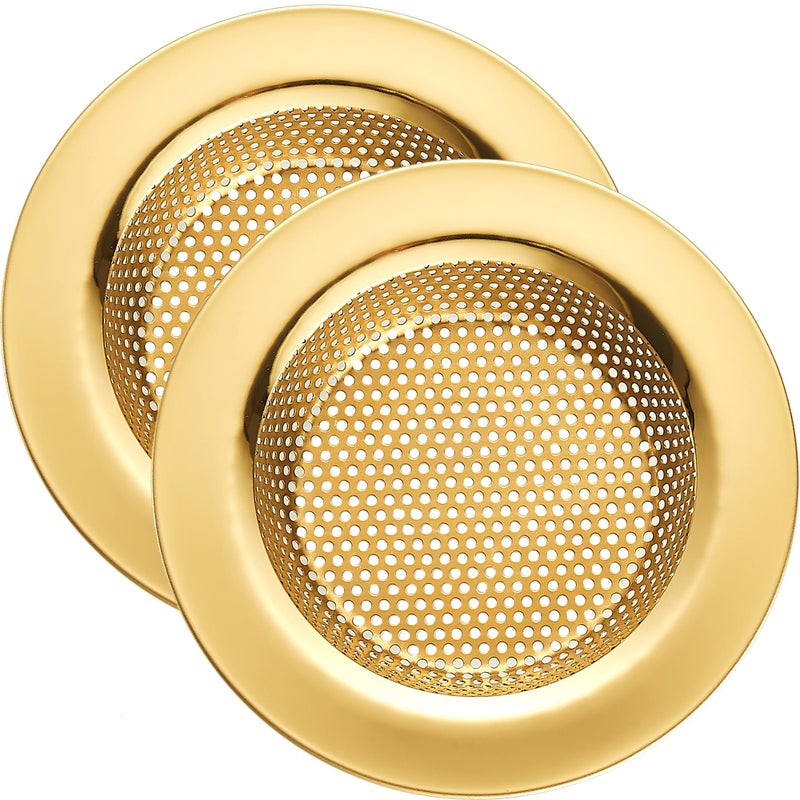 LASSHSWA Kitchen Sink Strainer Stainless Steel, Kitchen Sink Drain Strainer, Gold Sink Strainers for Kitchen Sinks with Large Wide Rim 4.5" Diameter (2 PCS) - Image 1