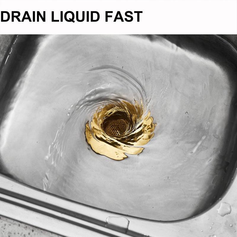 LASSHSWA Kitchen Sink Strainer Stainless Steel, Kitchen Sink Drain Strainer, Gold Sink Strainers for Kitchen Sinks with Large Wide Rim 4.5" Diameter (2 PCS) - Image 5