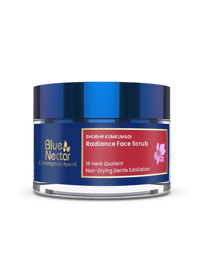 Blue Nectar مقشر الوجه بالزعفران لبشرة متألقة من مقشر الوجه | زيت كُمكُمادي العشبي اللطيف لإزالة تان البشرة المتعرضة للشمس (16 عشبة، 50غ) - Image 1